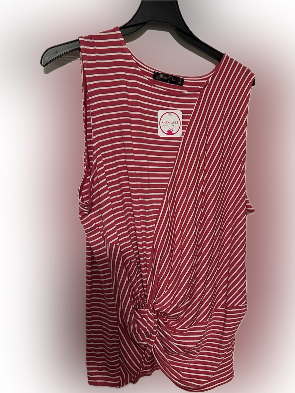 2X NWT Striped Twist-Front Sleeveless Top - Red